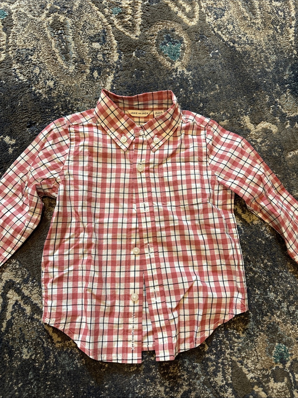 Janie and Jack Red and White Plaid Button-Down Shirt